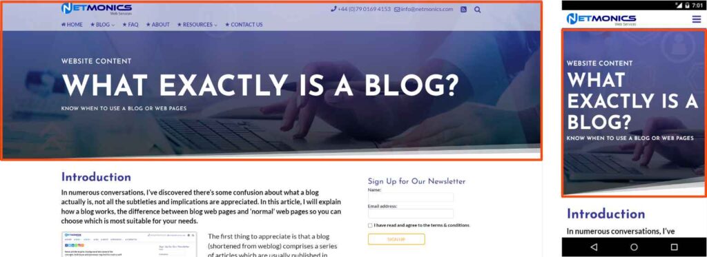 mobile desktop hero aspect ratio comparison