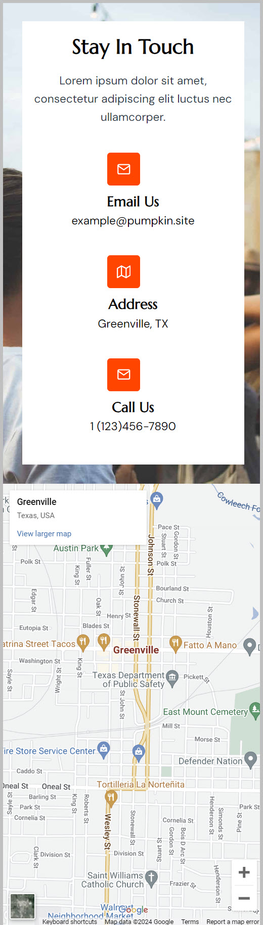 mobile contact section