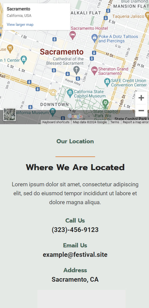 contact section for mobile