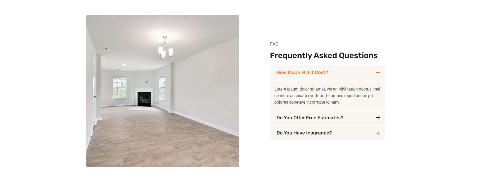 faq page section layout