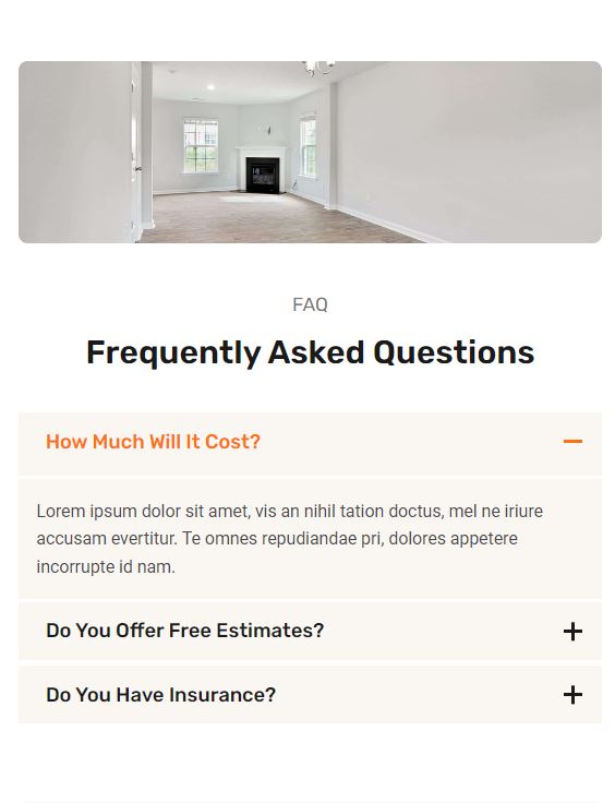 faq page section layout
