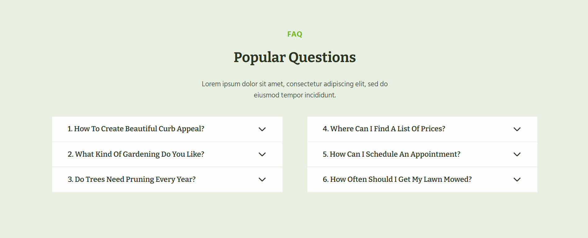FAQ sample design for desktop
