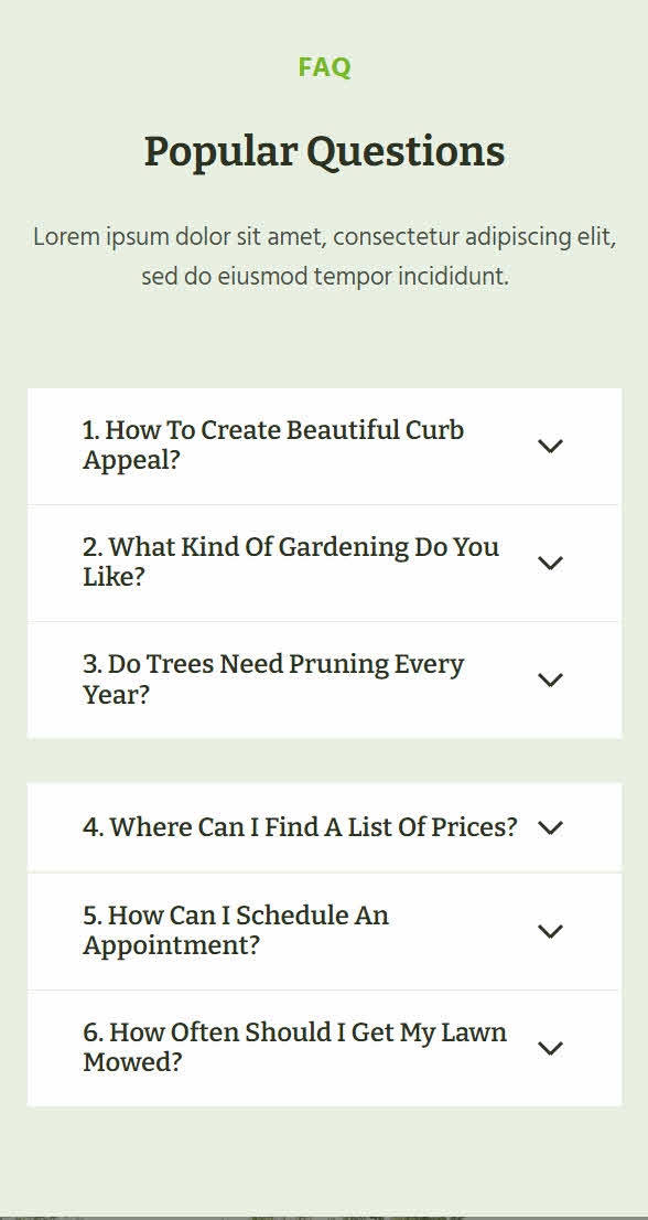 FAQ sample design for mobile