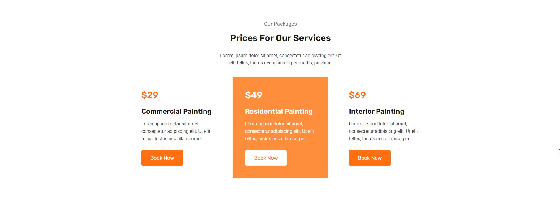 A pricing page section