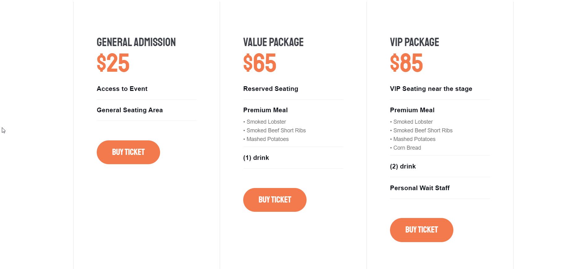 A pricing page section