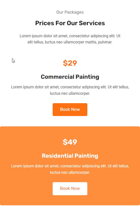A pricing page section