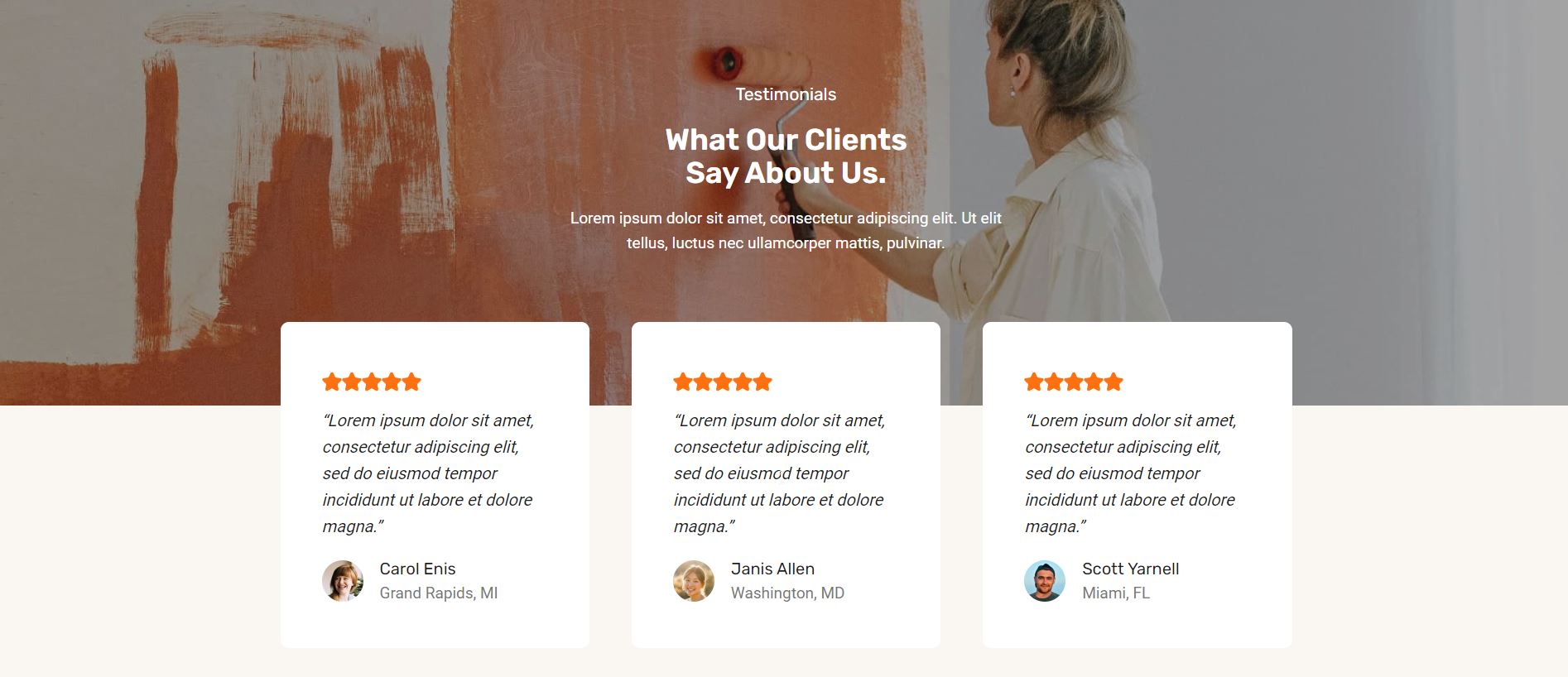 testimonial page section