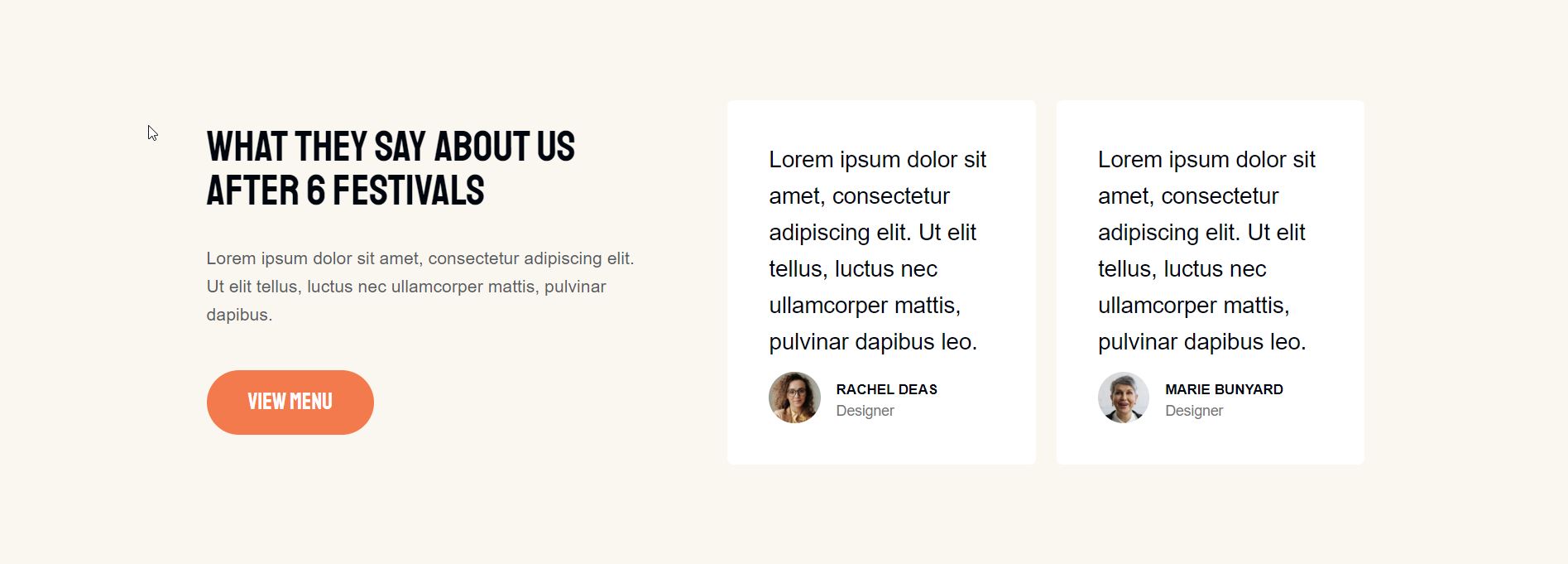 testimonial page section